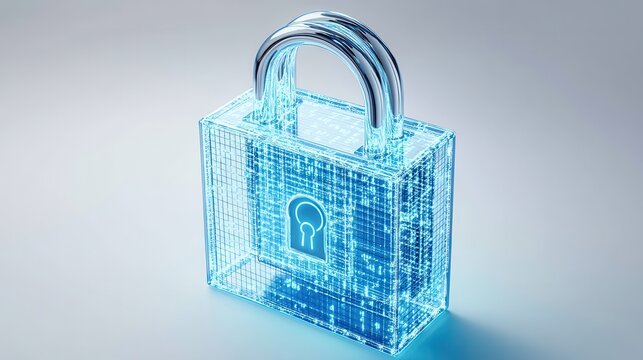 Digital Lock Symbolizing Cybersecurity with Code Background