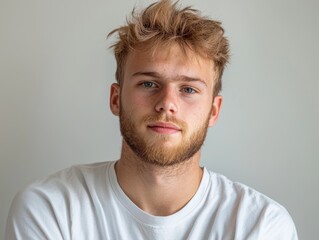 Obraz premium Portrait of a Young Man with Casual Style and Natural Expression