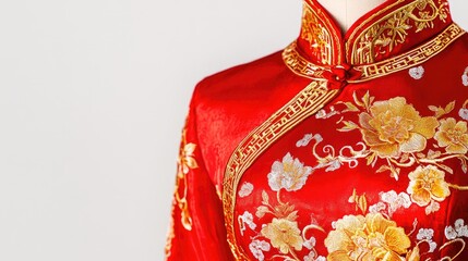 Elegant Red Traditional Dress With Intricate Embroidery Featuring Floral Patterns, Perfect For Cultural Events, Festivals, Or Portrait Photography Sessions
