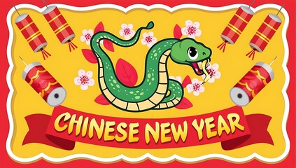 Fototapeta premium Happy Chinese New Year Snake Celebration Illustration