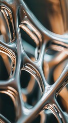 Abstract Close-Up of Metallic-Like Structure with Glossy Surfaces and Intricate Patterns Showcasing Modern Design and Technology Elements in a Contemporary Style