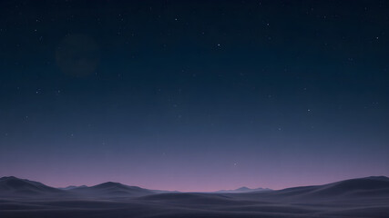 Fototapeta premium Abstract landscape background of stars and moon in gradient 8K style. The sky starts from dark blue at the top and fades to dark purple at the bottom