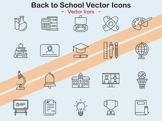 Icons representing back to school themes in vector style