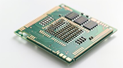 Close-Up of Semiconductor Chip with Intricate Circuitry