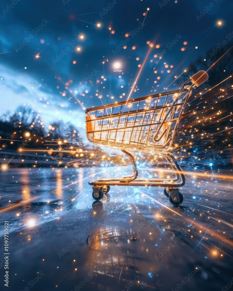 Poster converging data streams transforming into a shopping cart exploring the impact of zeroparty data on 
