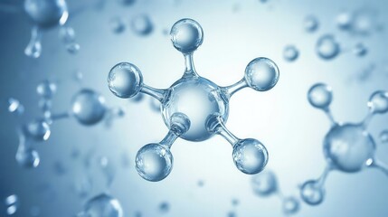 Microscopic Water Molecule H2O Atoms Science Chemistry Biology Research Technology 3D Render Purity