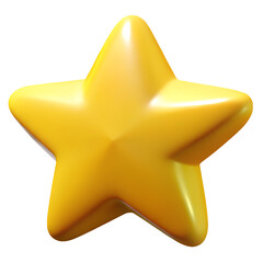 yellow star 3d icon in cartoon plastic style minimal isolated on transparent white background, clipping path