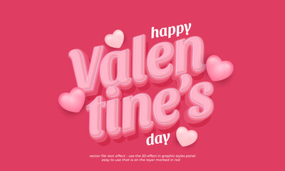 Valentine's day editable text effect 3d font style