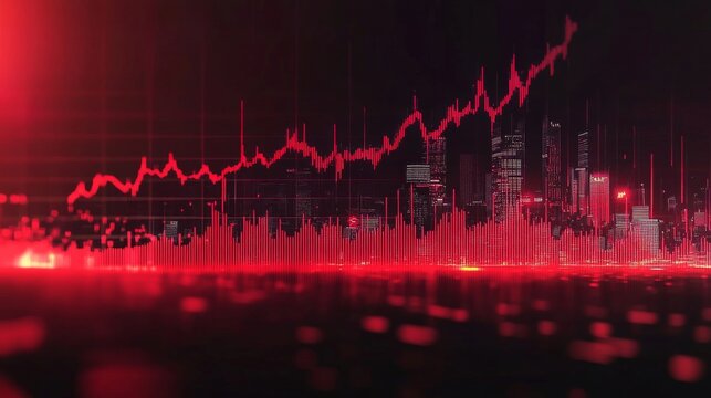 Global Recession: Declining Economy, Red City Graphs, Stock Market Crash, Inflation - Crisis Concept