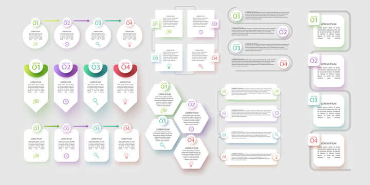 Set of infographic elements visualization vector design template Can be used for steps, options, business process, workflow or diagram Vector illustration