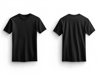 Basic Black T-Shirt Mockup Displaying Front and Back Views