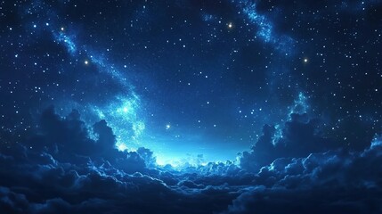 Fototapeta premium starry night sky with clouds and stars