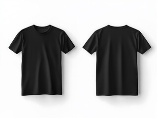Basic Black T-Shirt Mockup Displaying Front and Back Views