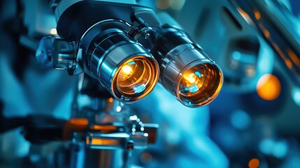 Close-Up of a Modern Scientific Microscope
