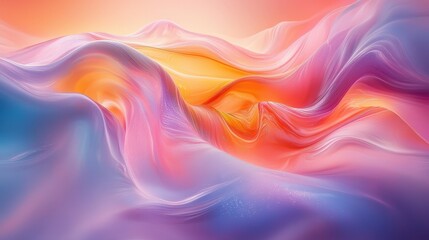 Obraz premium Abstract Pink Blue Orange Wave Background Fluid Design Swirling Texture Digital Art