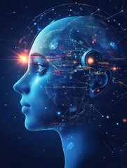 Artificial Intelligence illustration. Abstract technology circles. Data transfer concepts in internet. Graphic concept for your design