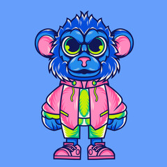 Mascot character design cartoon of monkey