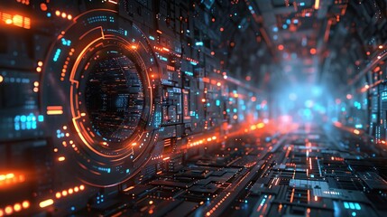 Obraz premium a close up of a futuristic city with a lot of lights