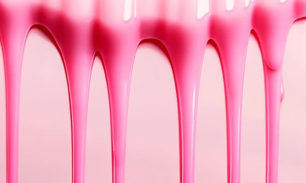 Pink glossy liquid dripping down.