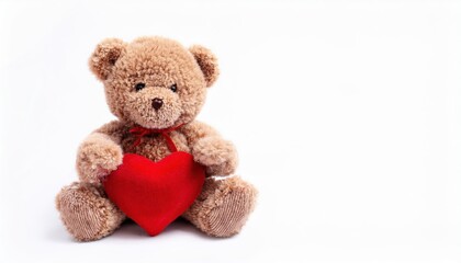 Adorable Valentine’s Day Teddy Bear with a Red Heart Plush. Perfect Romantic Gift Idea for Expressing Love, Care, and Affection. Cute Decoration or Thoughtful Gesture for Special Occasions