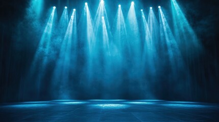 Stunning Luxury Backdrop Design Concepts with Futuristic Elements for Events and Performances in Soft Blue and Dark Tones