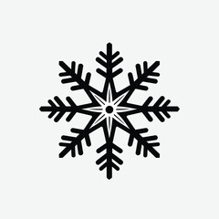 Abstract Black Snowflake Icon – Vector Illustration
