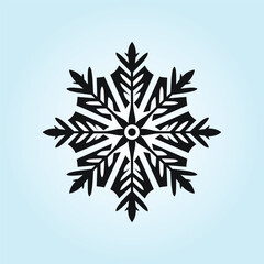 Abstract Black Snowflake Icon – Vector Illustration

