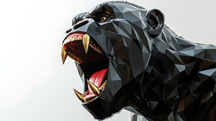 Black and gold geometric gorilla head roaring