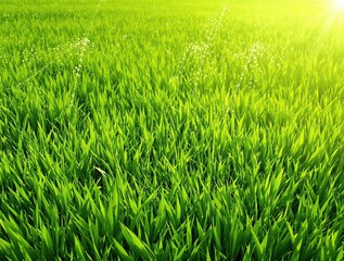 Obraz premium A beautiful green lawn with a few sprinklers watering the grass, sprinkler system, green lawn