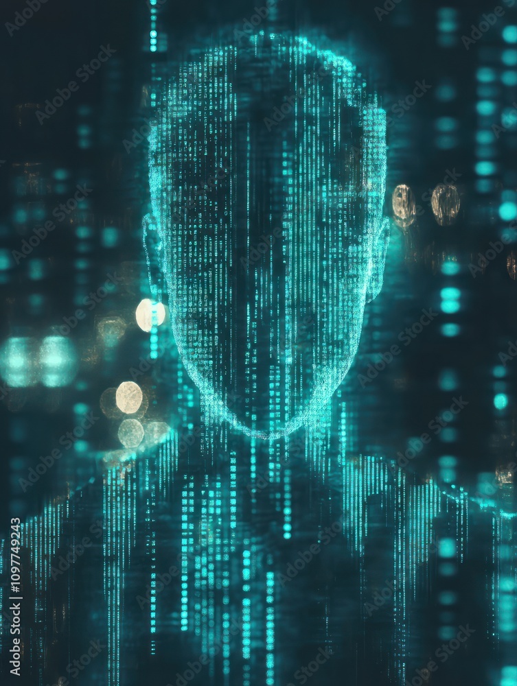 Poster human resources hologram on creative glowing programming backdrop. software and hr concept. 3d rende