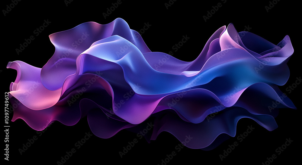 Poster colorful abstract fabric waves flowing gracefully across a dark background showcasing vibrant hues a