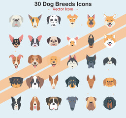 Icons representing various dog breeds and pet themes