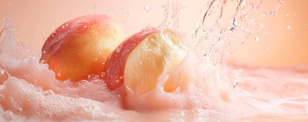 Fototapeta premium Gentle soft light on a creamy peach background