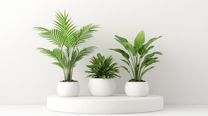 Simple Podium Display with Green Plants to Create a Fresh and Inviting Atmosphere for Interior Spaces and Modern Aesthetics
