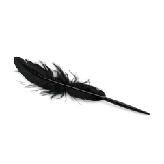 Elegant black quill pen isolated on a white background. Perfect for writing, vintage designs, and historical themes.