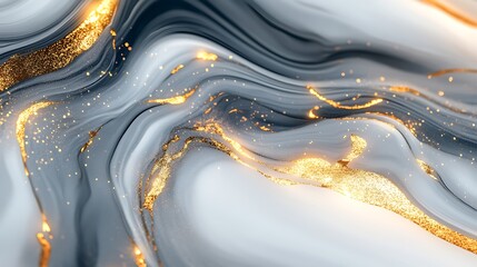 Abstract swirling patterns with gold accents on a smooth background.