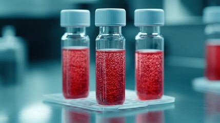 Laboratory blood samples in rack scientific study modern environment