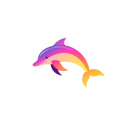 Fototapeta premium Dolphin graphic design concept digital art minimalist style vibrant colors creative environment flat vector illustration