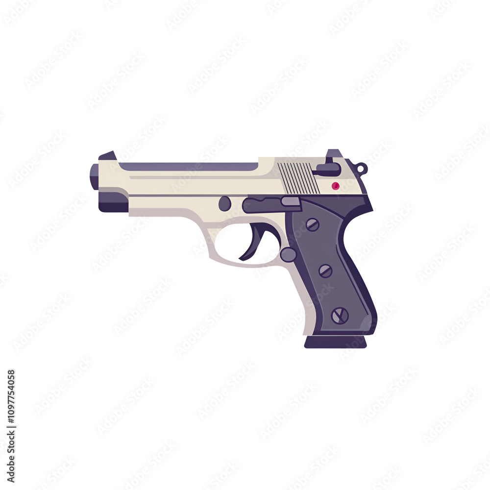 Poster minimalist graphic representation of a gun digital art modern design flat vector style simplistic co