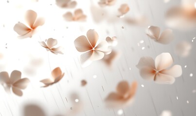 Obraz premium A serene image of floating light-colored flowers against a soft, blurred background.
