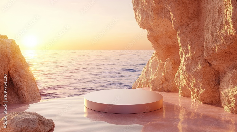 Poster minimalist 3d render of abstract background with soft colors and natural elements for tranquil and s
