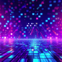Abstract digital background of dots in a mosaic with blue lights. 3D rendering