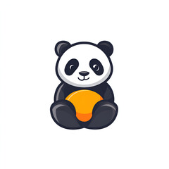 Obraz premium Charming panda logo design graphic art minimalist style digital illustration cute concept for branding & marketing