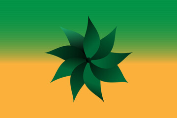 a green and yellow background with a green leaf