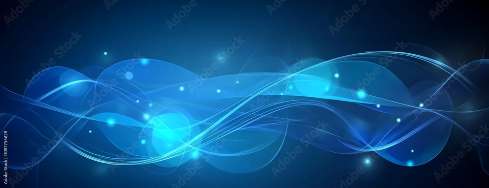 Aufkleber Abstract blue waves with light effects create a dynamic and vibrant background design for digital use and creativity