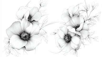 Fototapeta premium Elegant black and white floral illustration