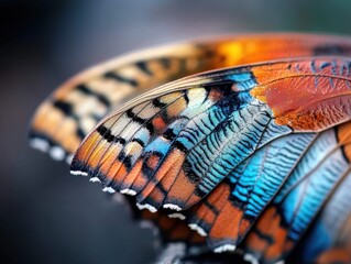 Obraz premium Close-Up of Colorful Butterfly Wing Showing Intricate Patterns