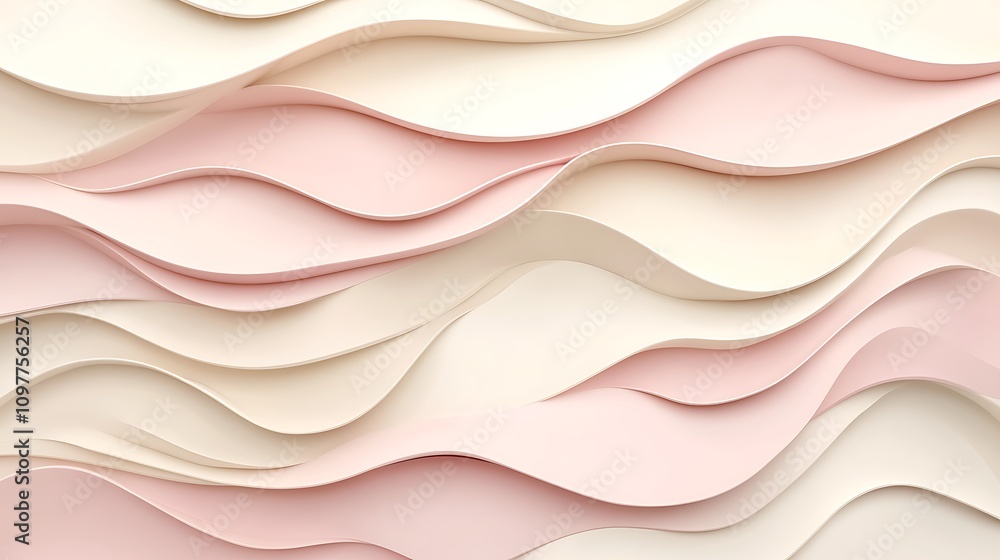 Poster abstract waves in soft colors create a soothing, textured background.