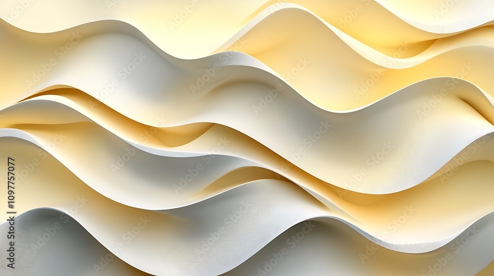 Poster A textured wave pattern in soft yellow and white hues, creating a soothing visual effect.