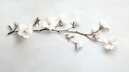 Elegant branch with white delicate blossoms.